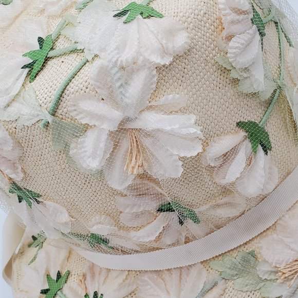Christine Original Silk Flowers & Netting Vintage Hat - Picture 8 of 16